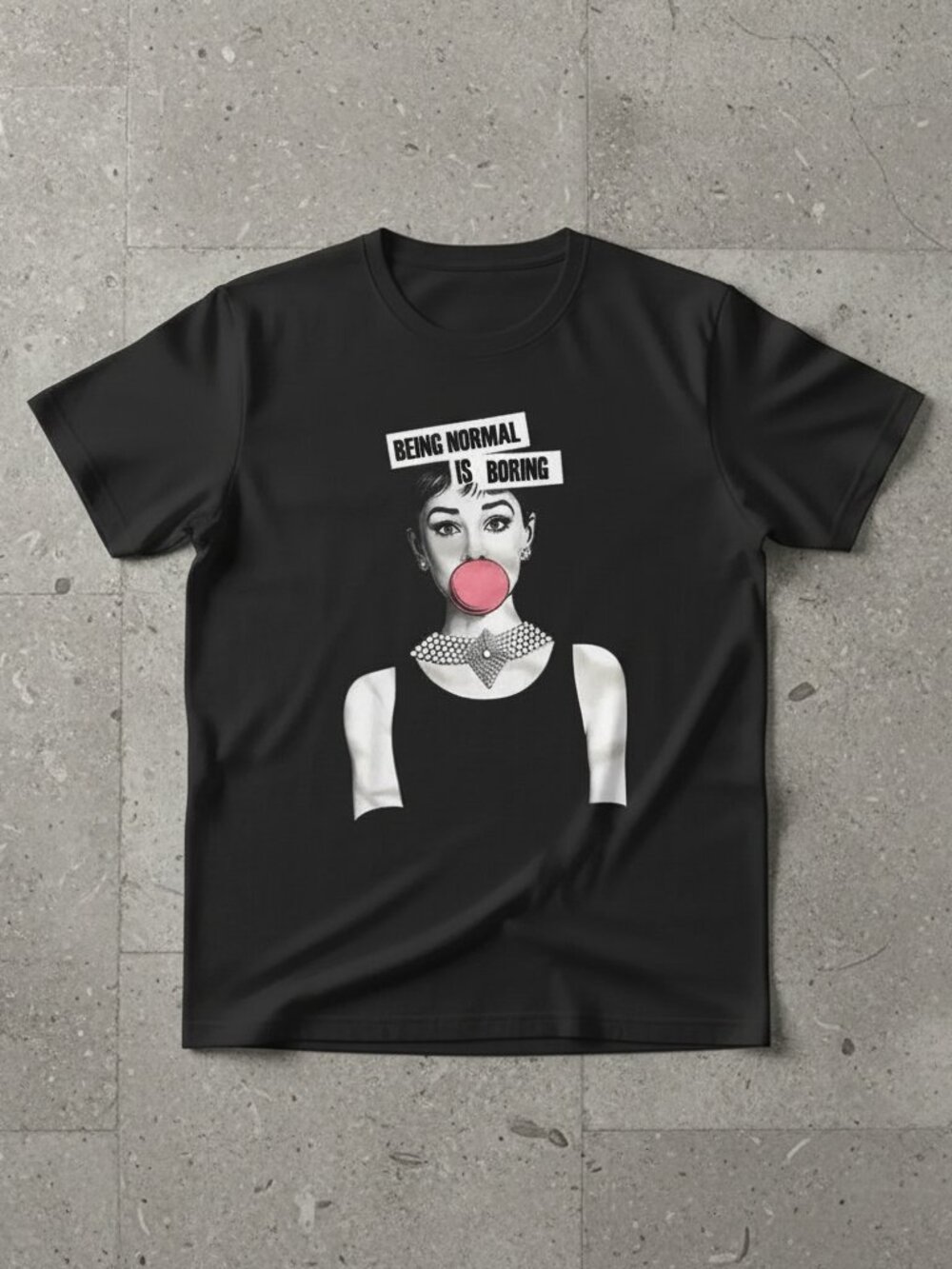 Vintage Chic “Being Normal is Boring” Graphic Tee – Bubble Gum Girl Aesthetic